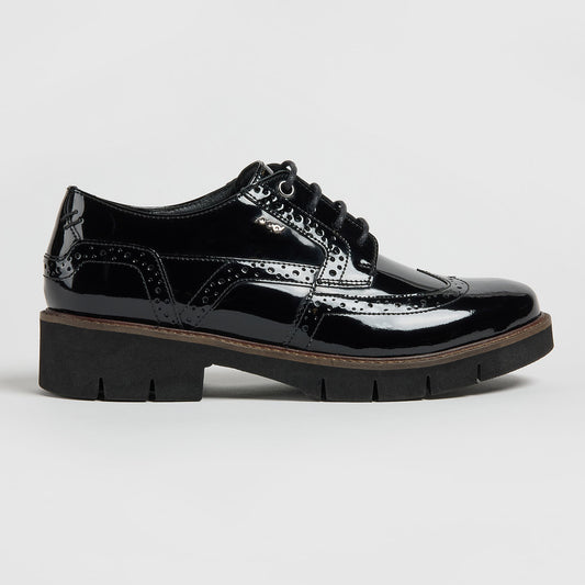 Pod Kacey Black Patent School Shoes