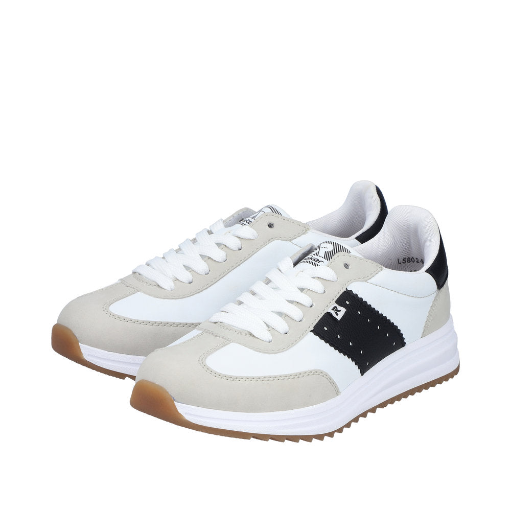Rieker L5802-40 White Light Grey Black Trainers