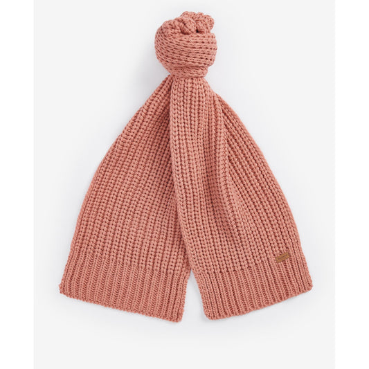 Barbour Ladies Saltburn Pink Rust Beanie And Scarf Set