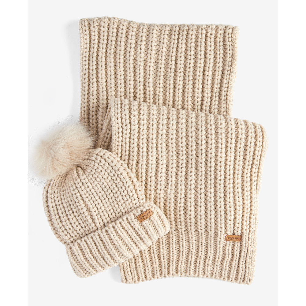 Barbour Saltburn Pearl Beanie & Scarf Gift Set