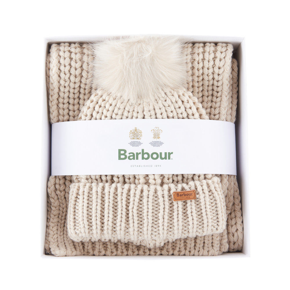 Barbour Saltburn Pearl Beanie & Scarf Gift Set