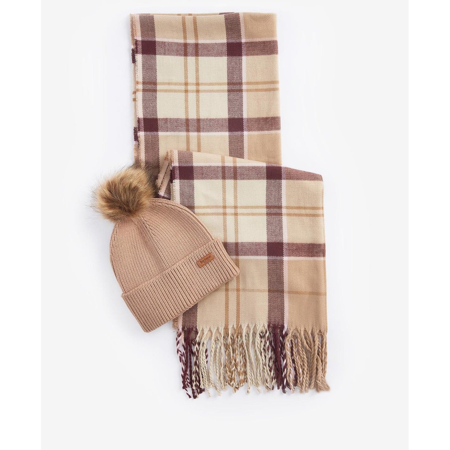 Barbour Dover Beanie & Hailes Muted Cabernet Scarf Gift Set