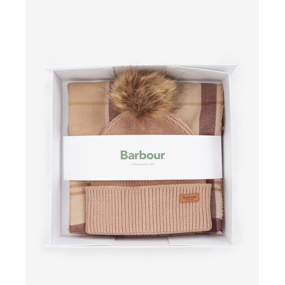 Barbour Dover Beanie & Hailes Muted Cabernet Scarf Gift Set