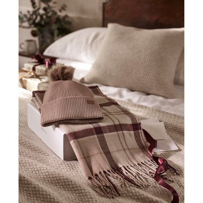 Barbour Dover Beanie & Hailes Muted Cabernet Scarf Gift Set