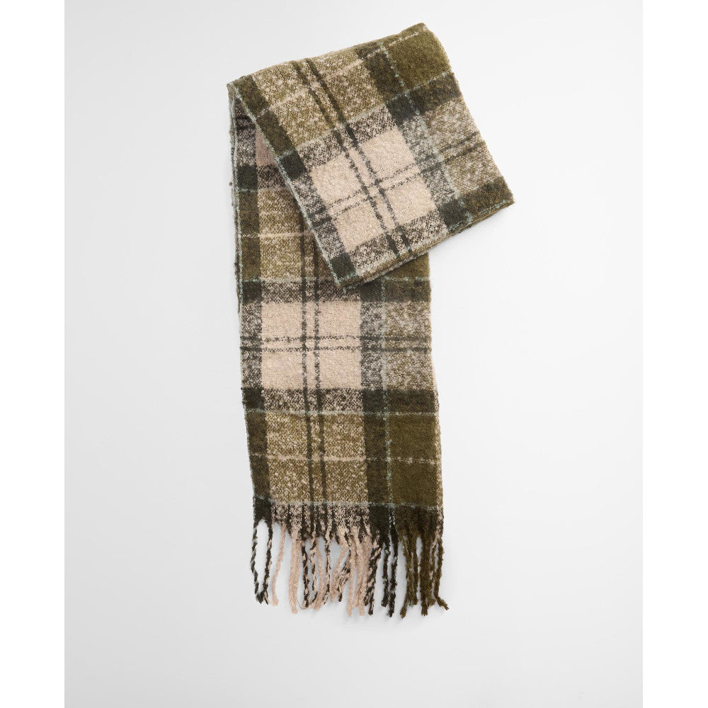 Barbour Saltburn Ancient Loden/Dk Green Beanie & Tartan Scarf Gift Set