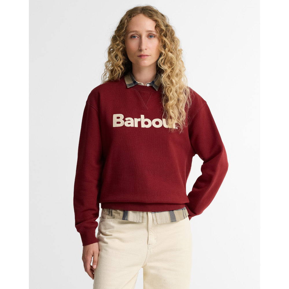 Barbour Hartland Cranberry Red Crew Sweatshirt