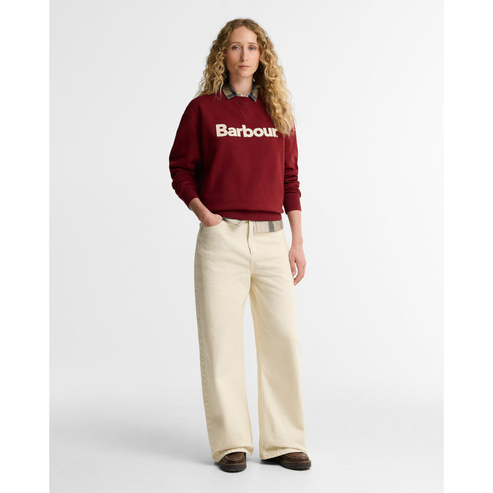 Barbour Hartland Cranberry Red Crew Sweatshirt