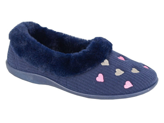 Wallace LS172C Navy Heart Slippers