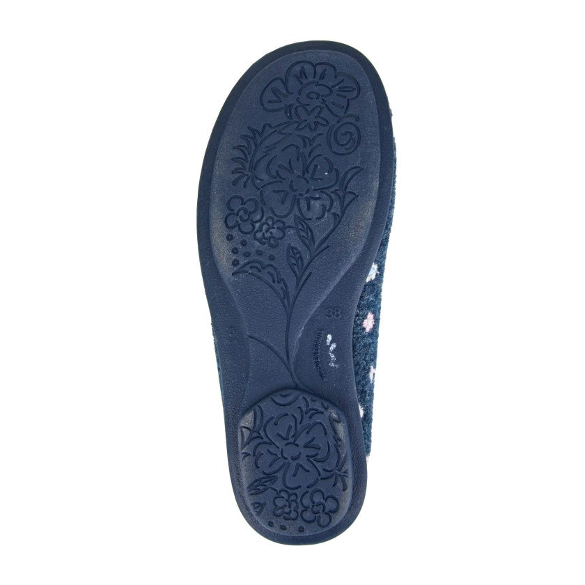 Wallace LS181NC Navy Floral Slippers
