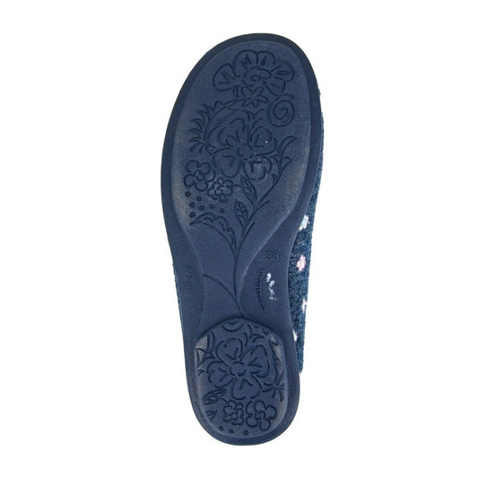 Wallace LS181NC Navy Floral Slippers