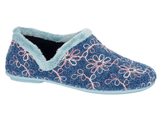 Wallace LS193C Blue Floral Slippers