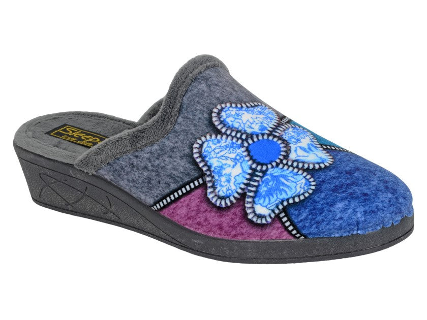 Wallace LS360FM Grey Butterfly Mule Slippers