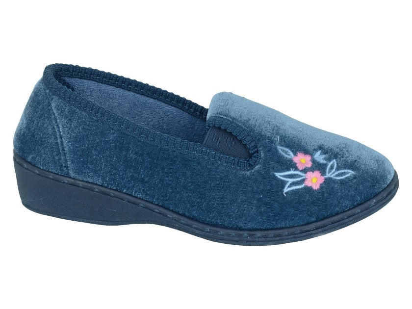 Wallace LS962C Blue Floral Slippers