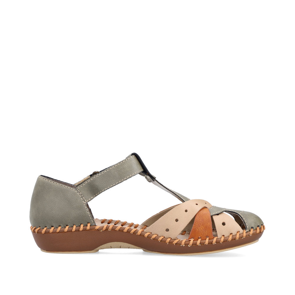 Rieker M1655-54 Olive/Beige/Cayenne Sandals