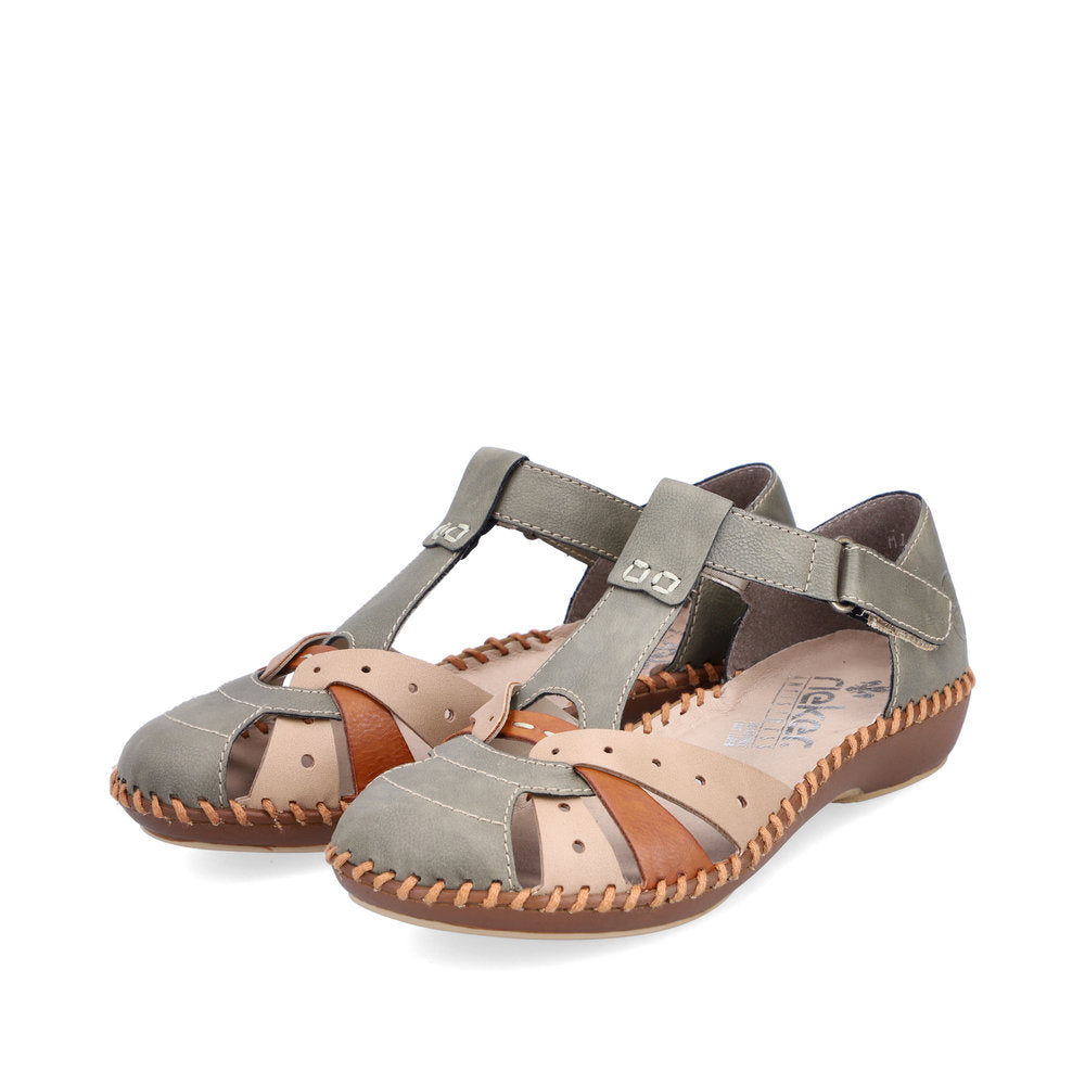 Rieker M1655-54 Olive/Beige/Cayenne Sandals