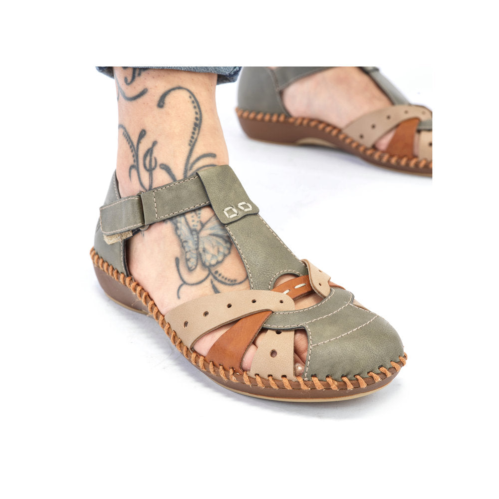 Rieker M1655-54 Olive/Beige/Cayenne Sandals