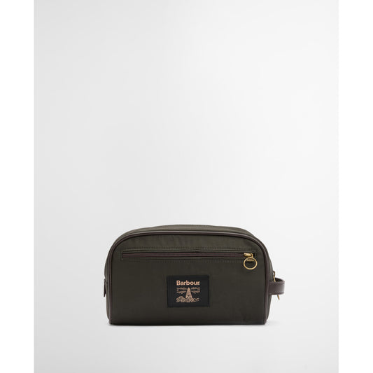 Barbour Olive/Beacon Wax Washbag