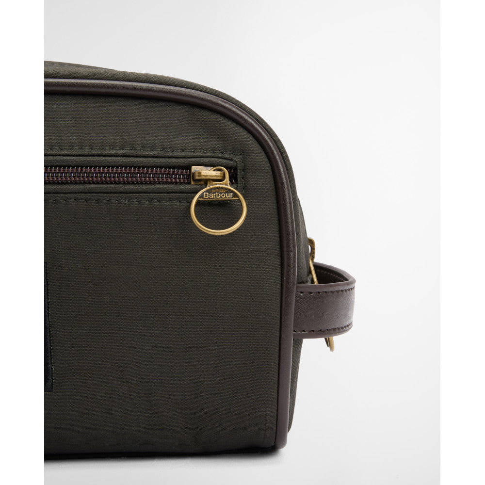 Barbour Olive/Beacon Wax Washbag