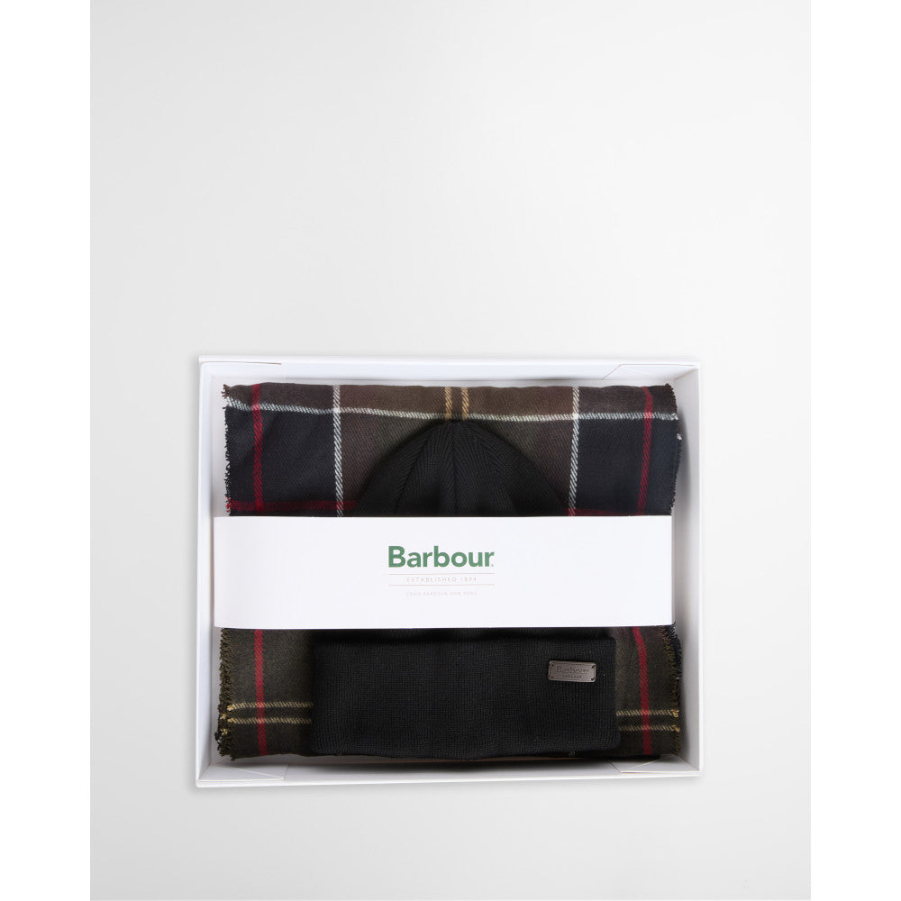 Barbour Swinton Classic Tartan Beanie & Galingale Scarf Gift Set