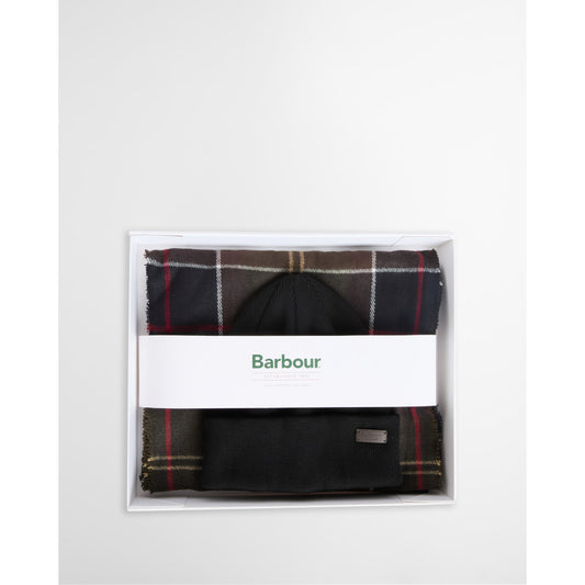 Barbour Swinton Classic Tartan Beanie & Galingale Scarf Gift Set