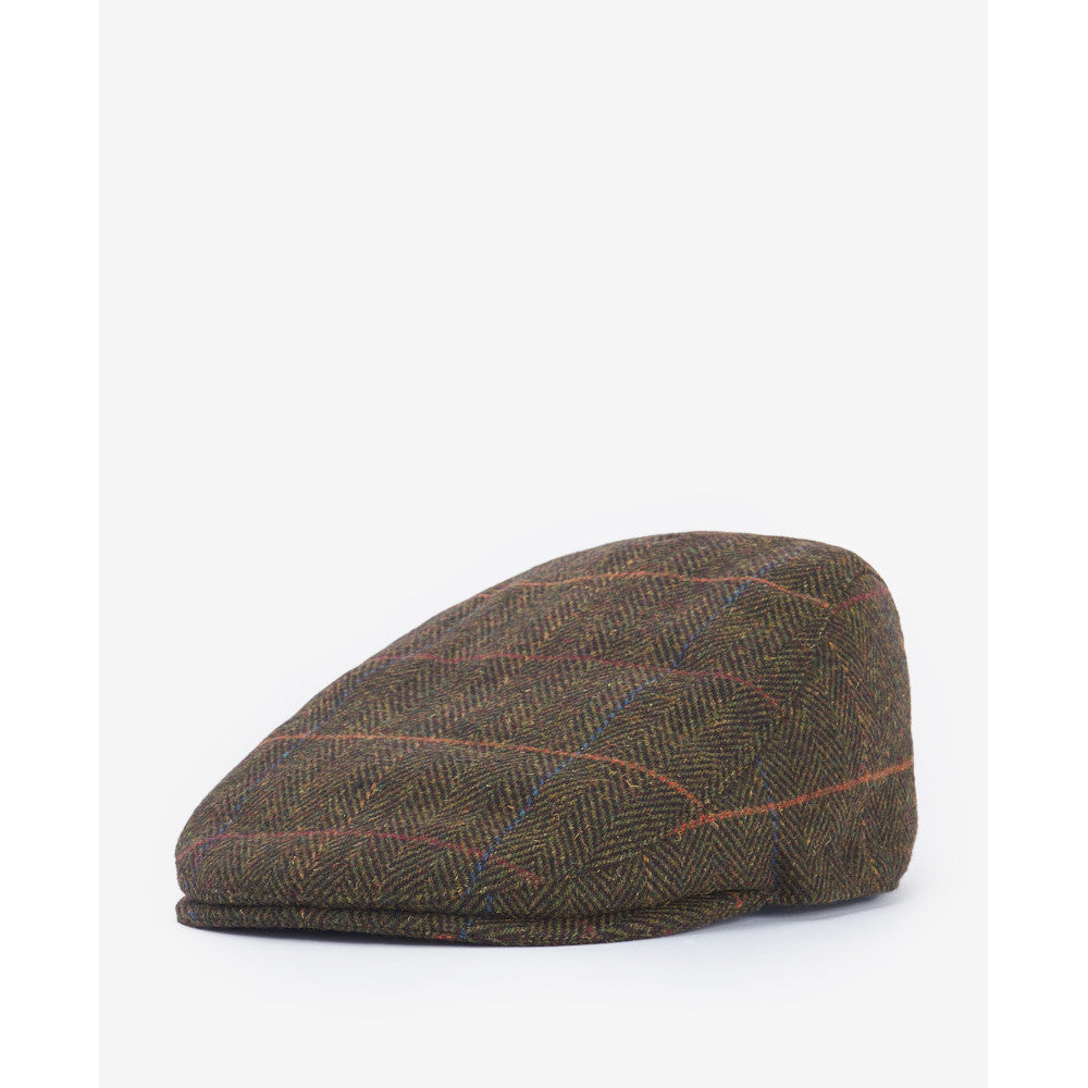 Barbour Cheviot Olive Herringbone Flat Cap