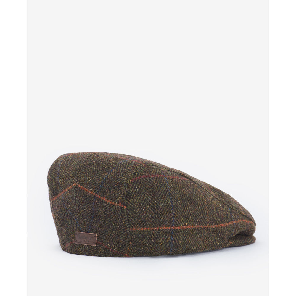 Barbour Cheviot Olive Herringbone Flat Cap