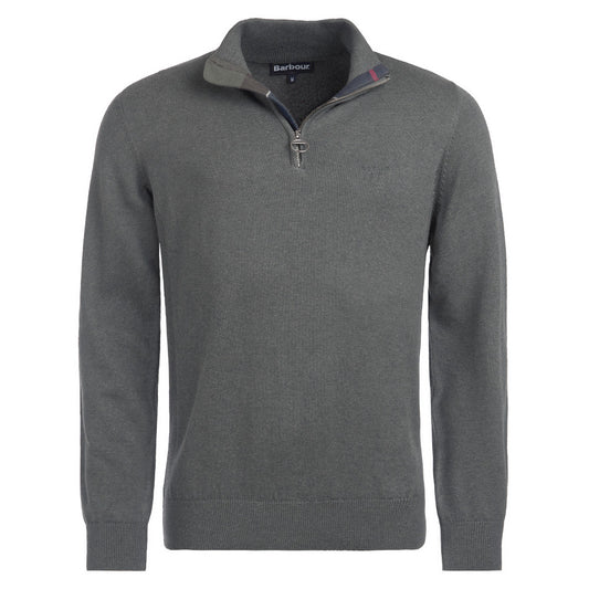 Barbour Cotton Olive Marl Half Zip Knitted Jumper