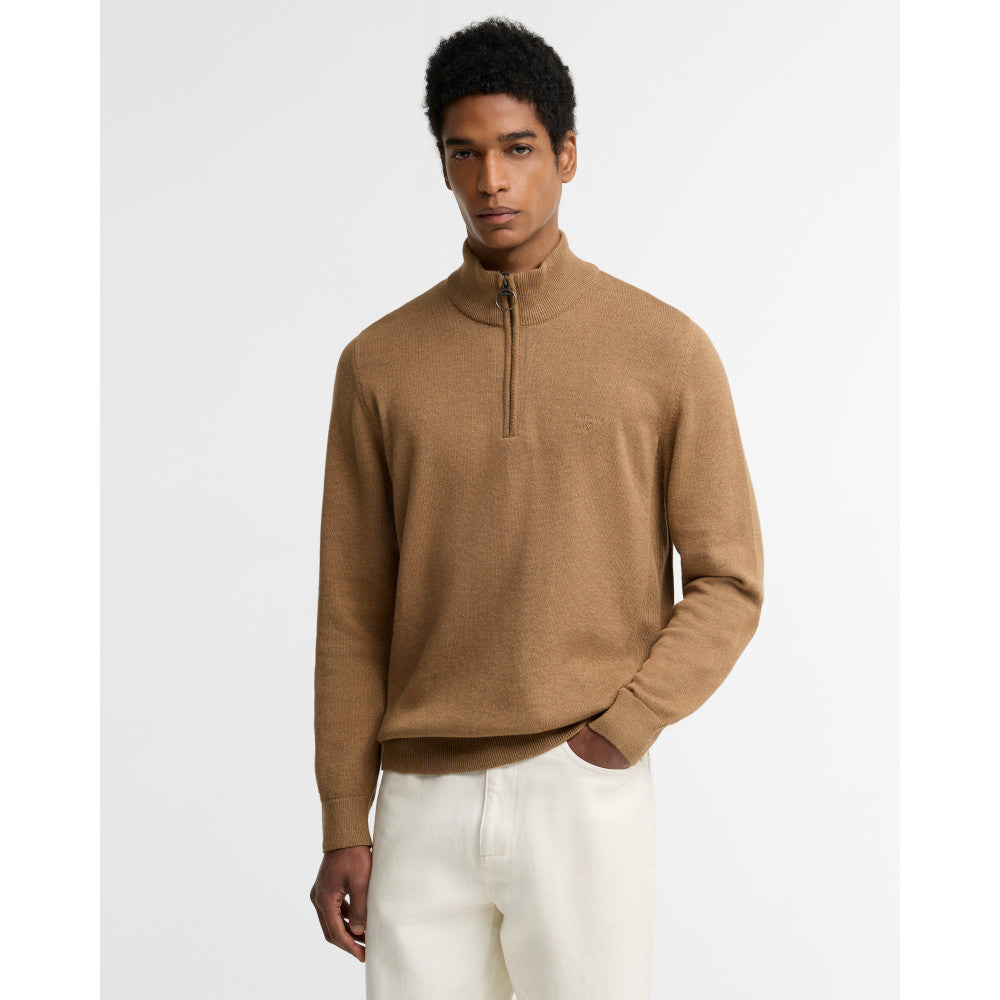 Barbour Cotton Sandstone Half Zip Knitted Jumper