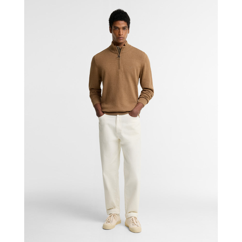 Barbour Cotton Sandstone Half Zip Knitted Jumper