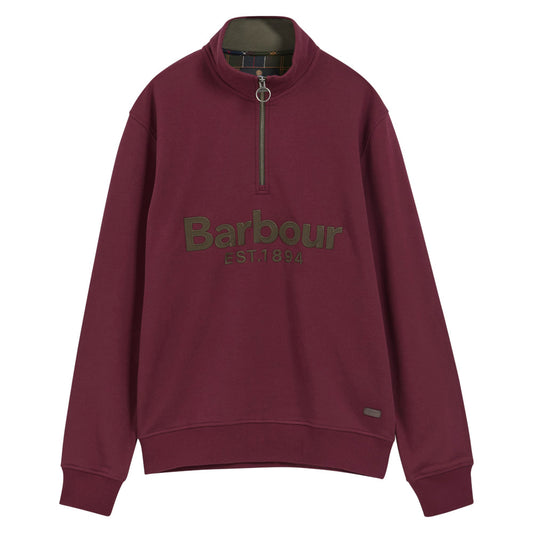 Barbour Fosse Dark Bordeaux Half Zip Sweatshirt