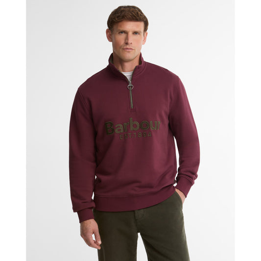 Barbour Fosse Dark Bordeaux Half Zip Sweatshirt