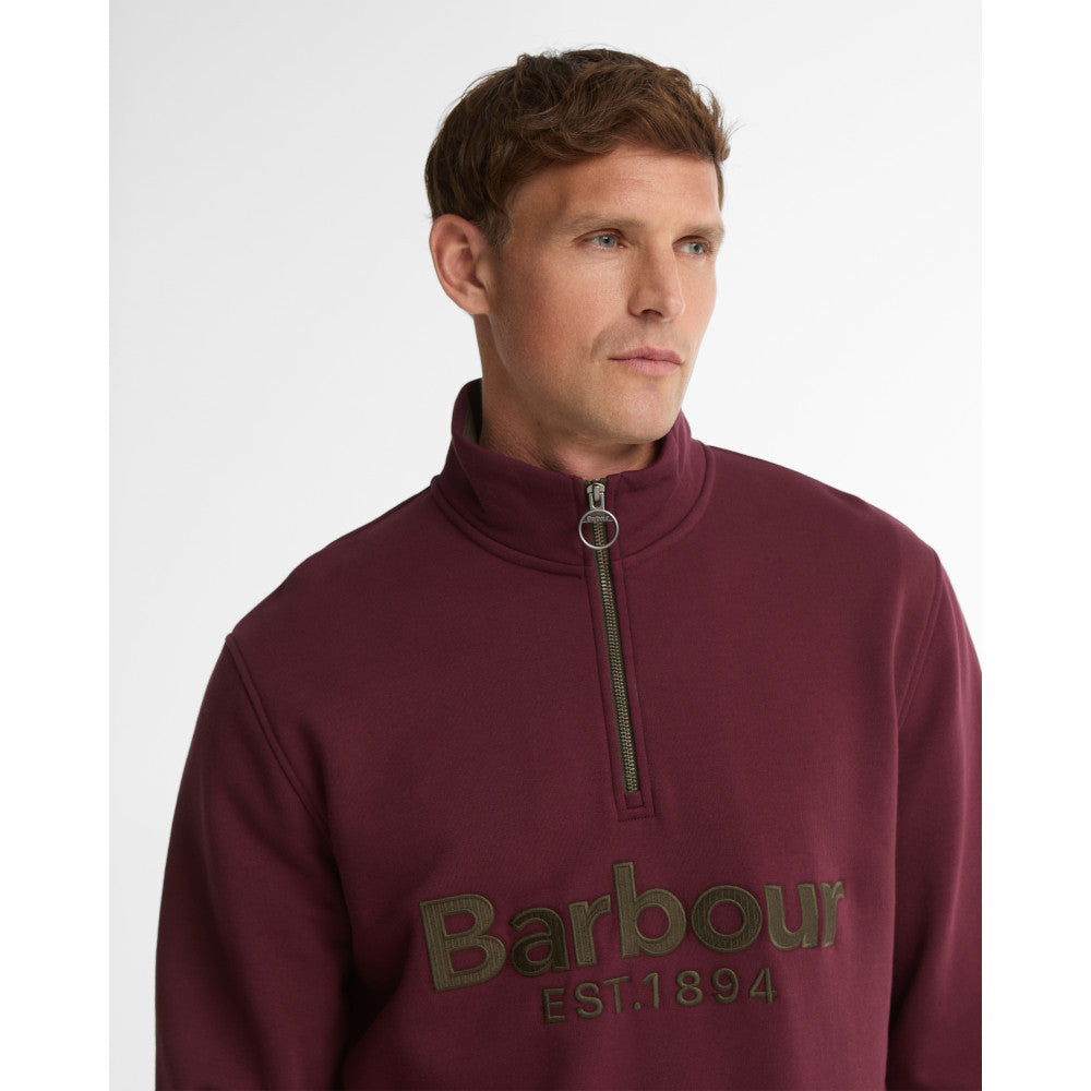 Barbour Fosse Dark Bordeaux Half Zip Sweatshirt