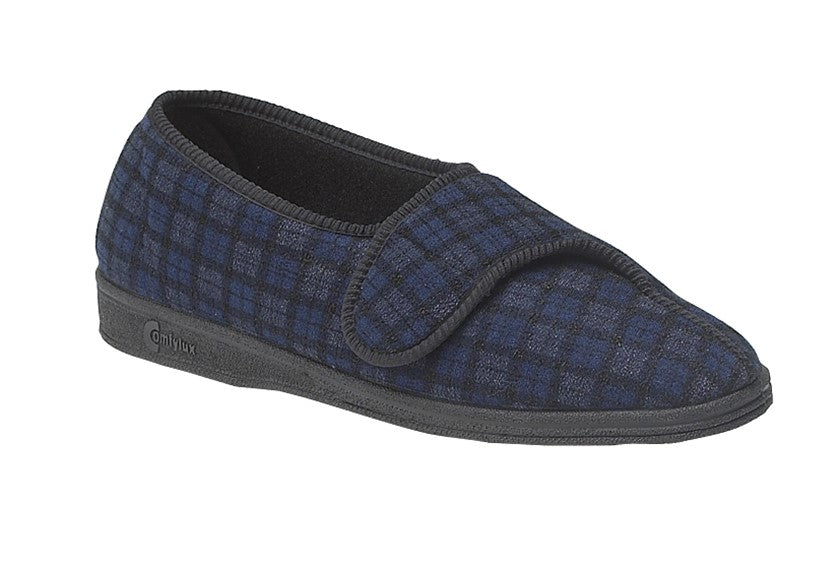 Wallace MS236C Navy Check Slippers