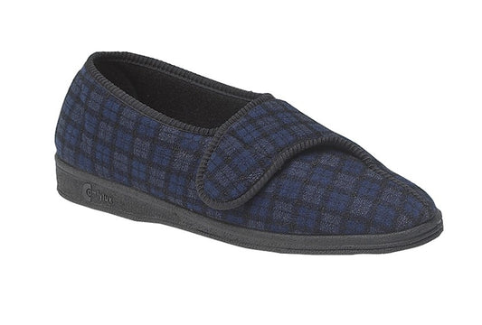 Wallace MS236C Navy Check Slippers
