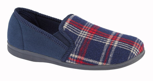 Wallace MS304CK Blue Check Mens Slipper