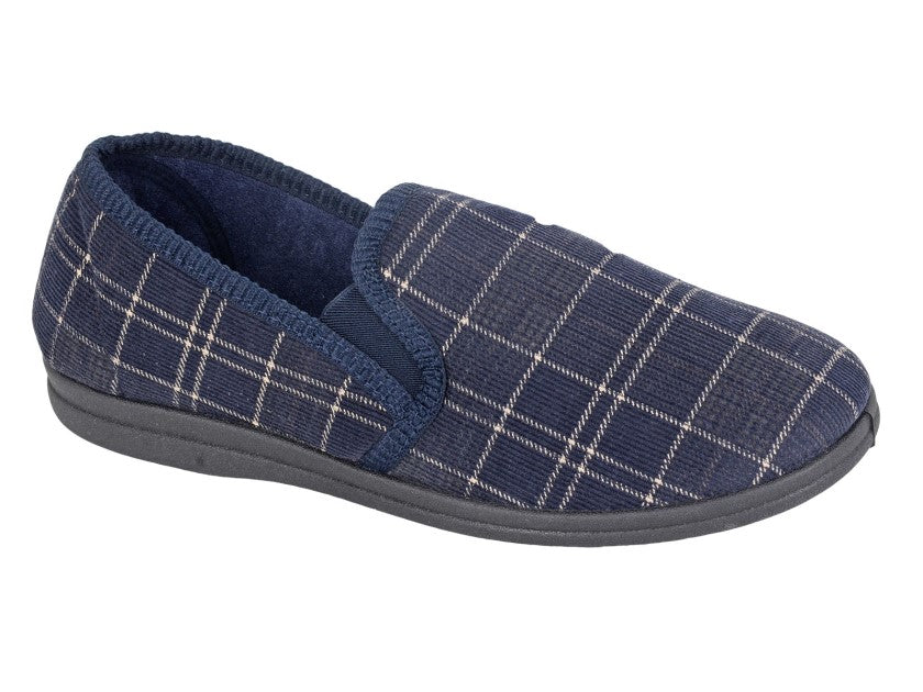 Wallace MS400C Navy Check Slippers