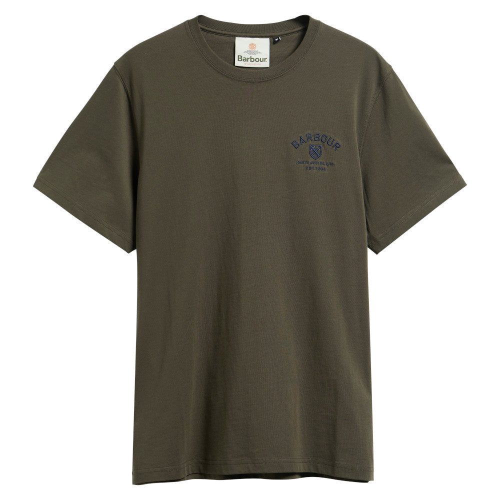 Barbour Tartan Sage Tailored Crest Logo T-Shirt