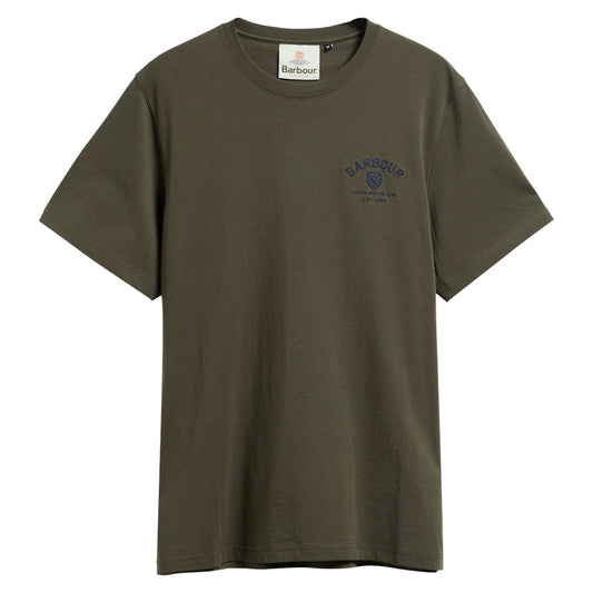 Barbour Tartan Sage Tailored Crest Logo T-Shirt