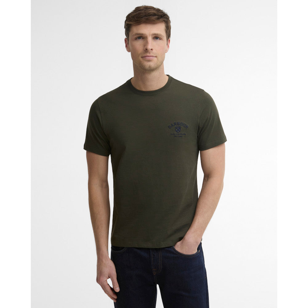 Barbour Tartan Sage Tailored Crest Logo T-Shirt