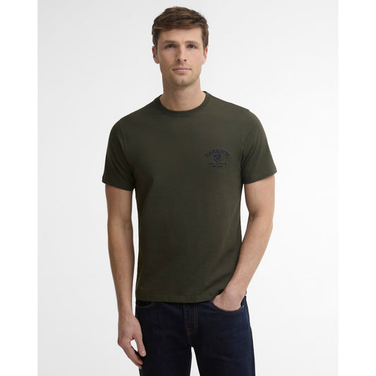 Barbour Tartan Sage Tailored Crest Logo T-Shirt
