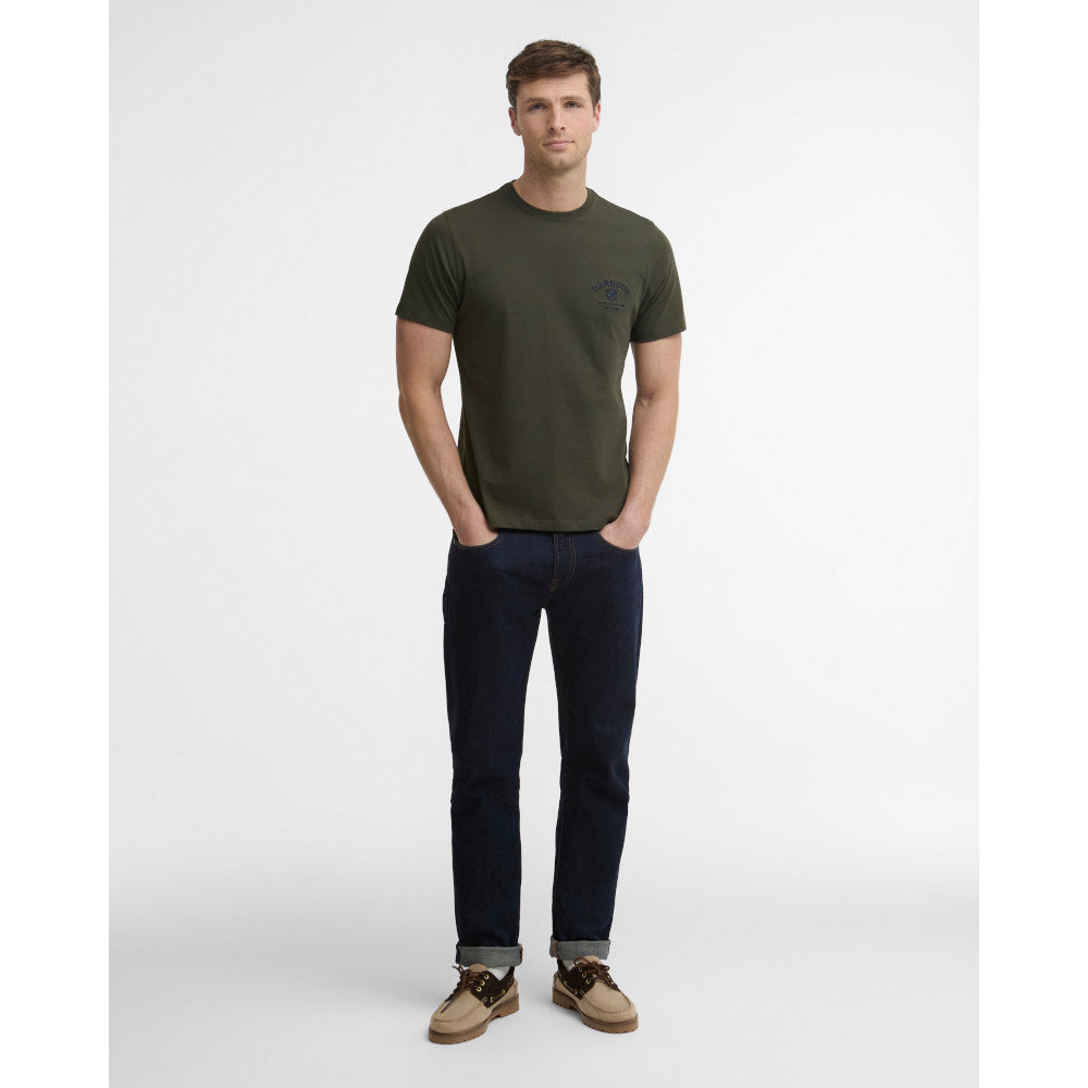 Barbour Tartan Sage Tailored Crest Logo T-Shirt