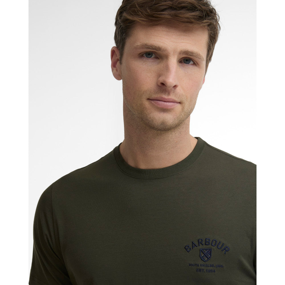 Barbour Tartan Sage Tailored Crest Logo T-Shirt