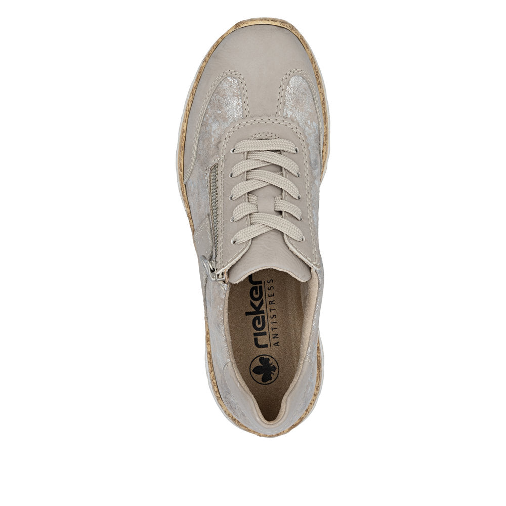 Rieker N4221-90 Rose Metallic Trainers