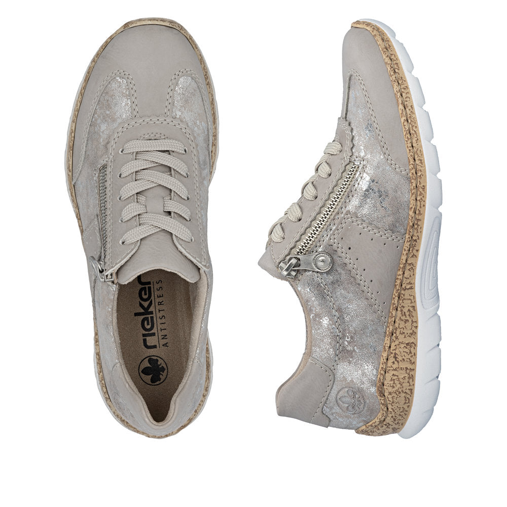 Rieker N4221-90 Rose Metallic Trainers