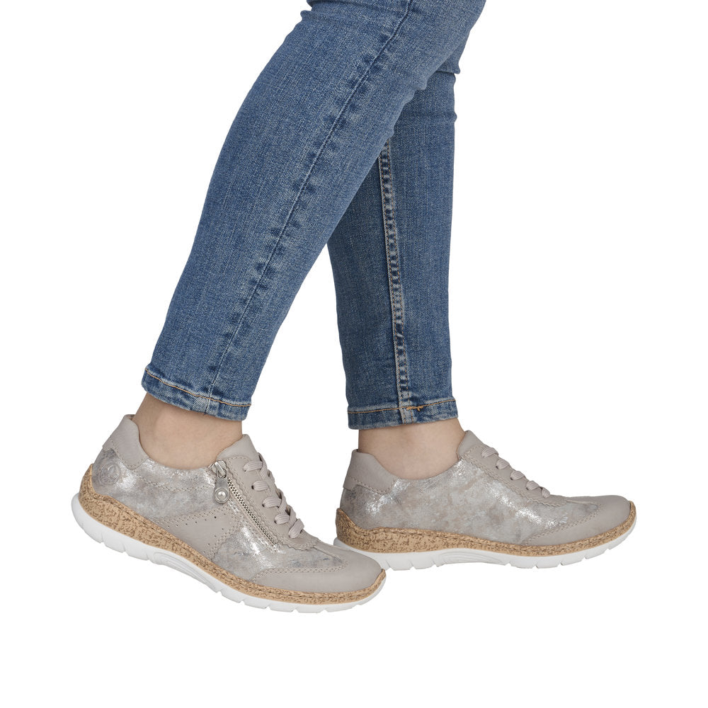 Rieker N4221-90 Rose Metallic Trainers