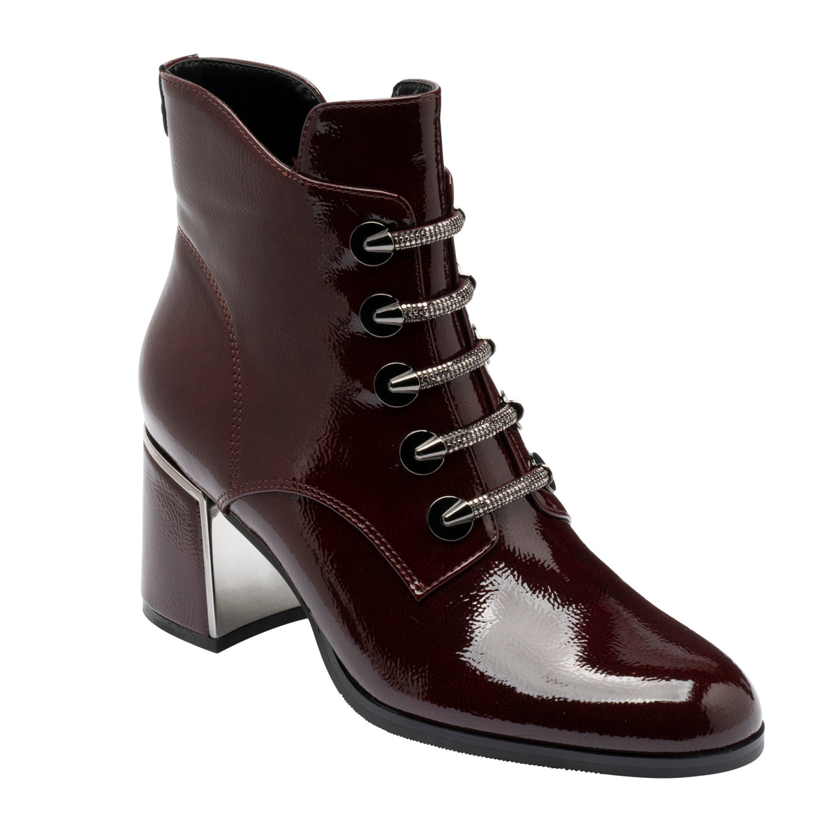 Lotus Paisley Bordo Patent Boots