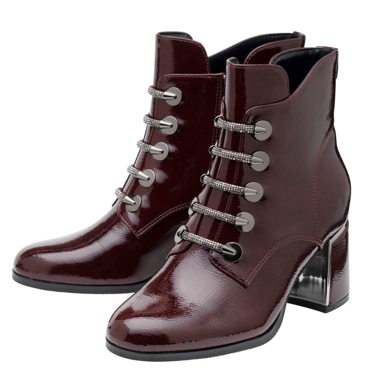 Lotus Paisley Bordo Patent Boots