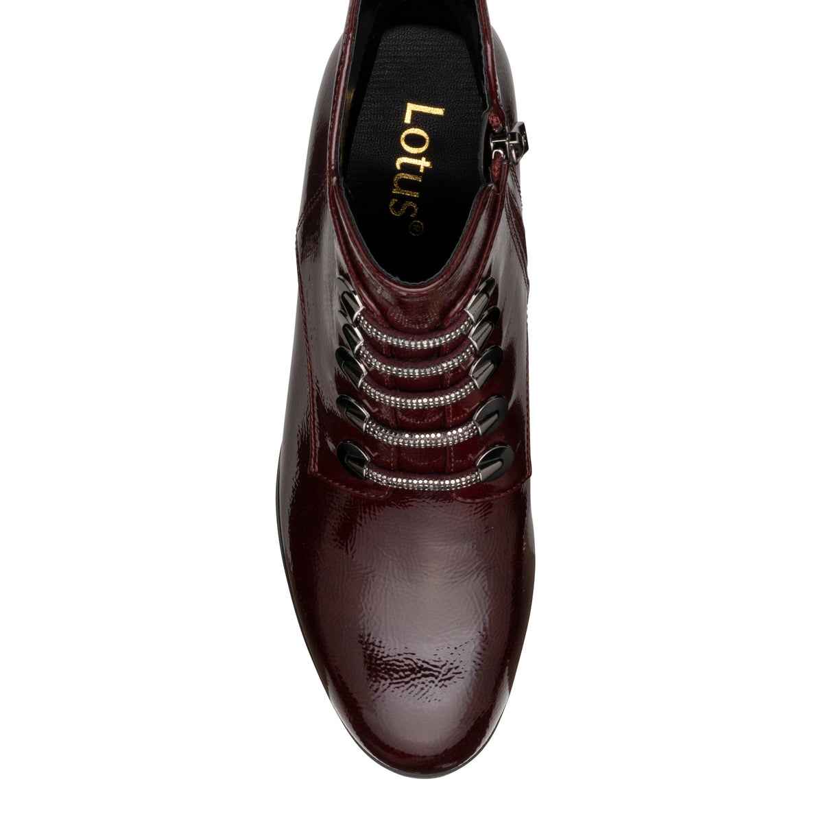Lotus Paisley Bordo Patent Boots