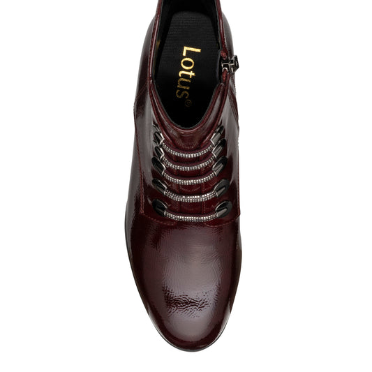 Lotus Paisley Bordo Patent Boots