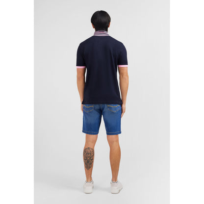 Eden Park Navy Blue Pima Cotton Polo With Contrasting Accents